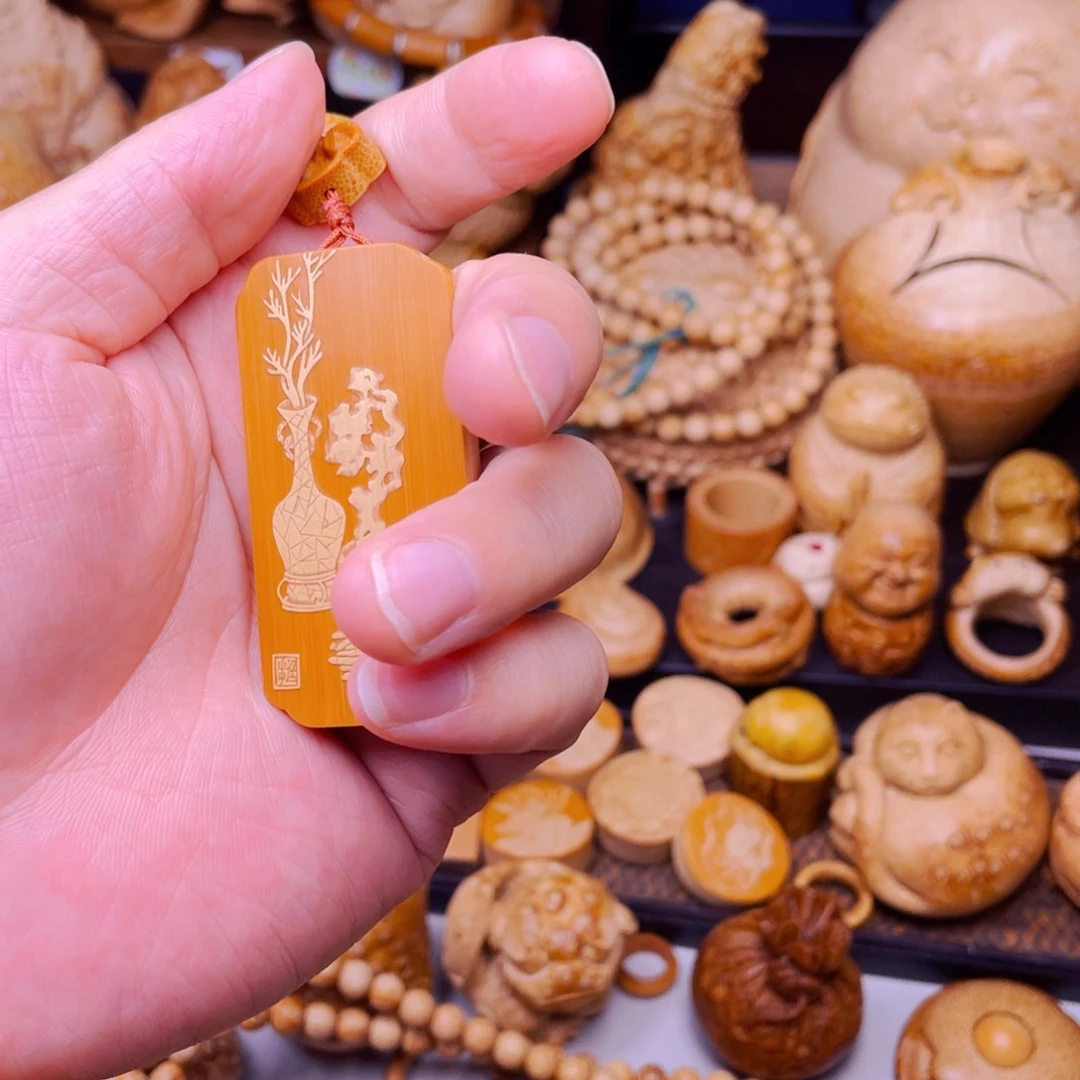 竹竹根雕平安牌把玩件