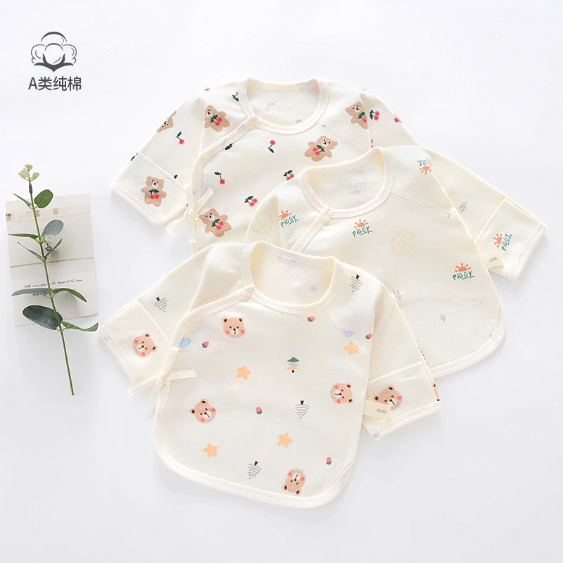 新生儿四季款半背衣纯棉A类无骨宝宝月子服待产衣服宝宝打底哈衣