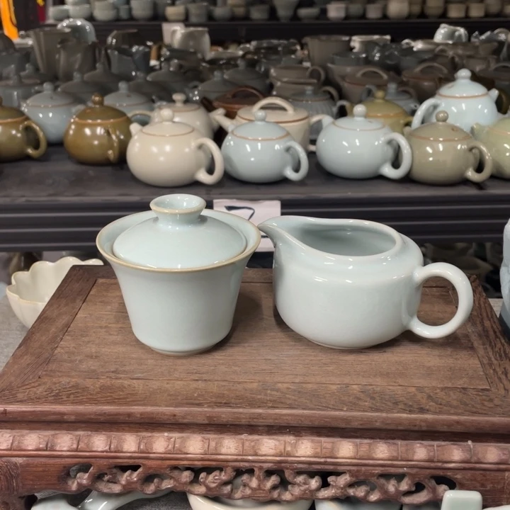 邢***奎摆件两才马蹄盖碗➕德钟公道