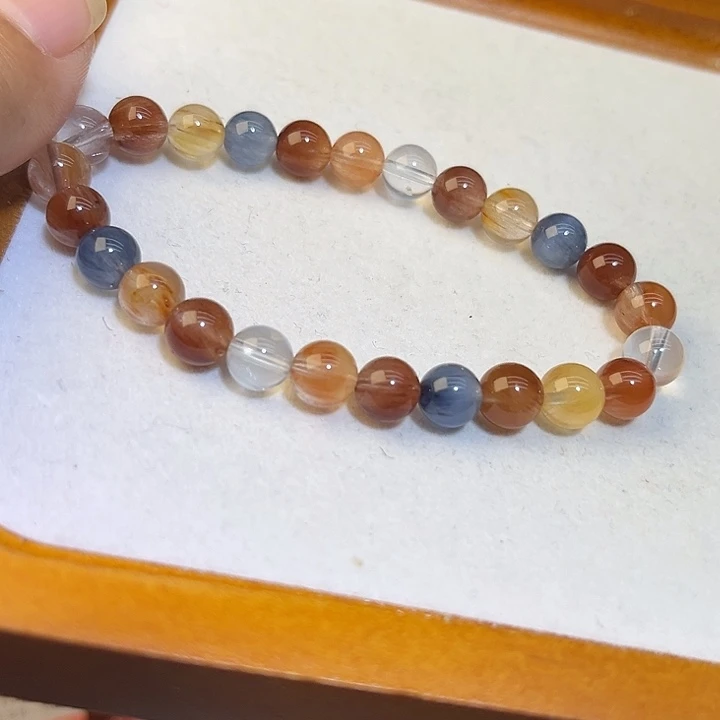 烟晶手链未镶嵌彩兔毛7.5mm