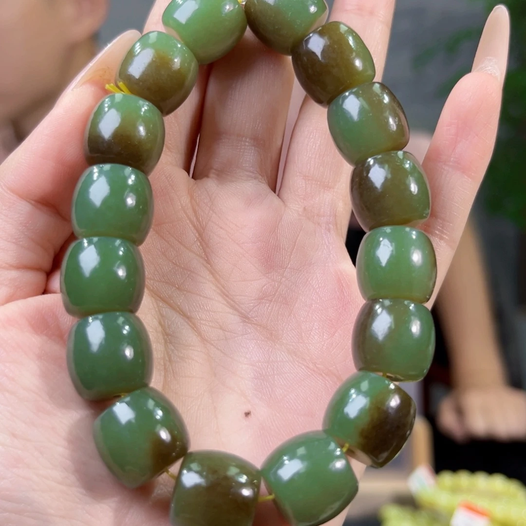 和田玉未镶嵌手链纯天然和田玉若羌黄口带糖卡14