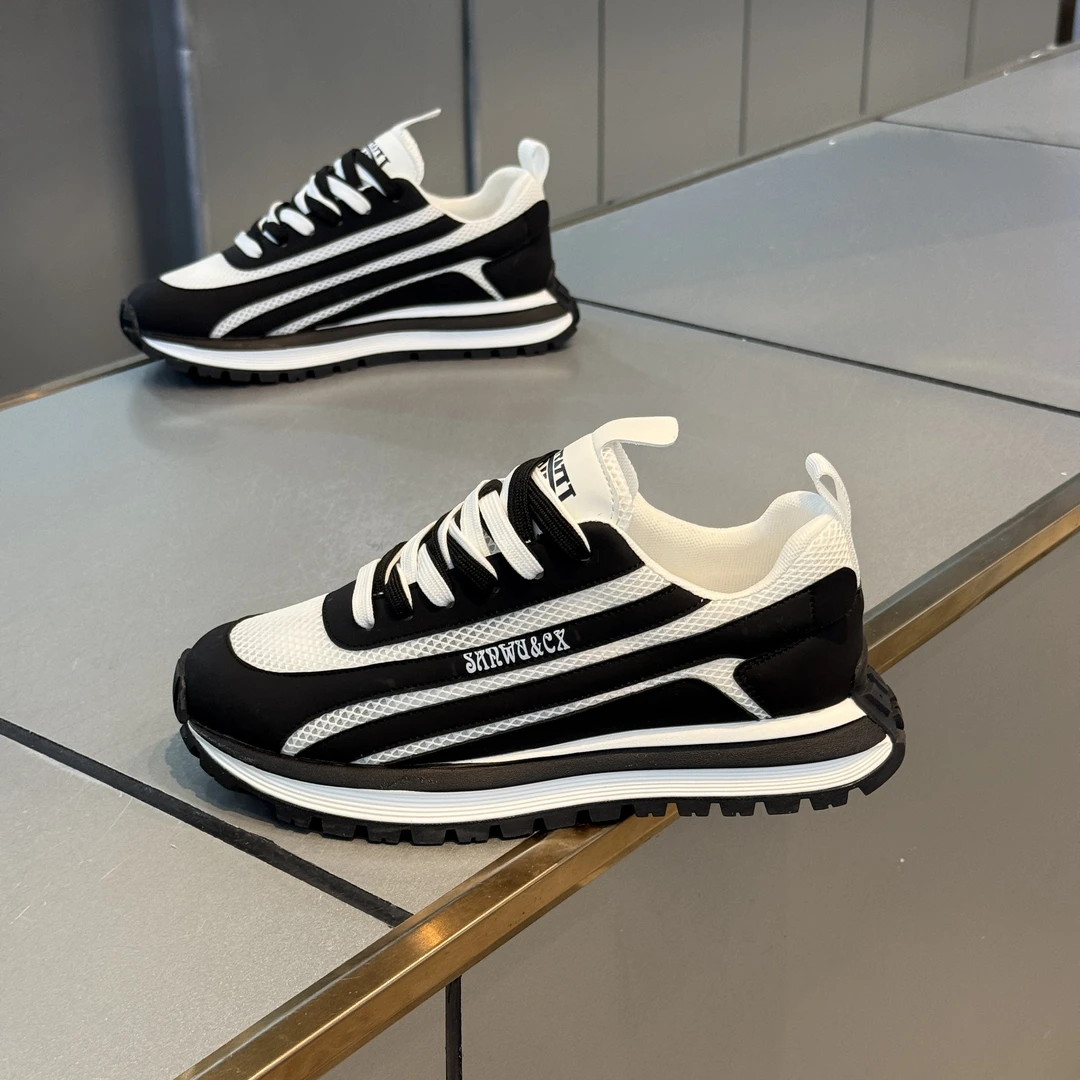 男鞋2025新款夏季网面透气运动休闲潮鞋百搭耐磨厚底增高老爹鞋子