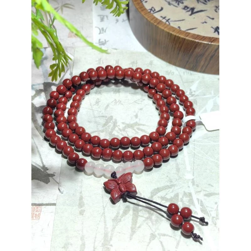含辰砂工艺品白珠~蝴蝶~多圈手串【无礼盒】911