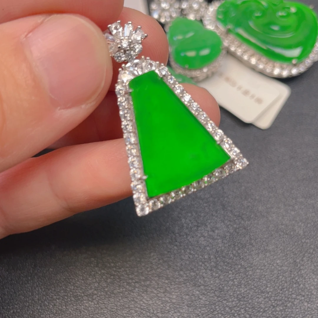 吊坠(不含链)银S925镶嵌翡翠