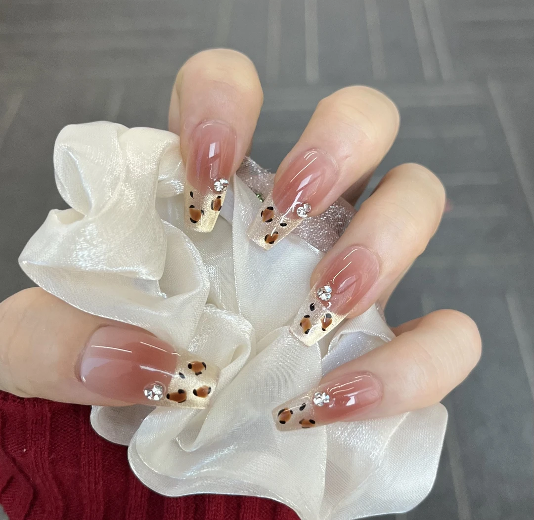 【甜美豹纹】纯手工穿戴甲精致新款十片装