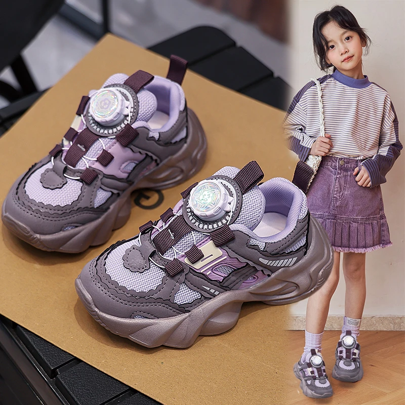 ABC女童鞋子2025年秋季中大童运动鞋老爹鞋网面透气儿童休闲鞋