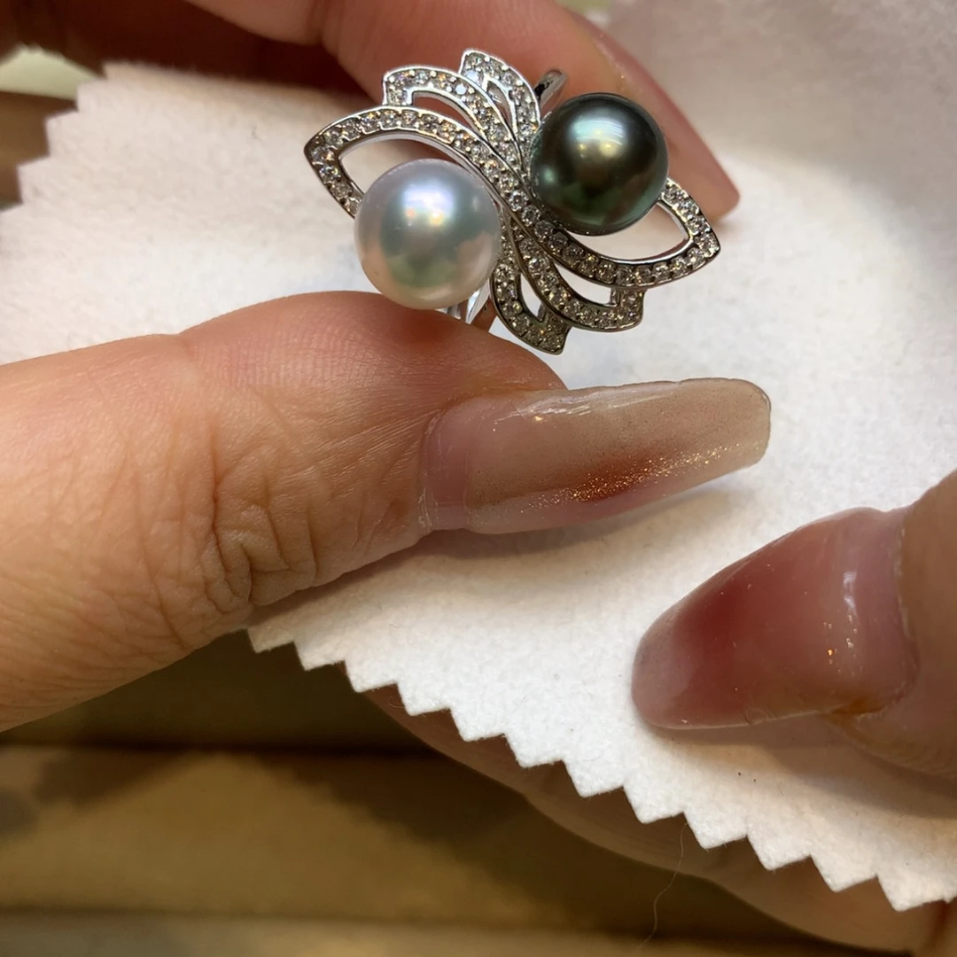 银S925镶嵌戒指海水珍珠