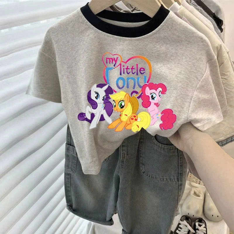 小马宝莉童装短袖女童宝宝可爱百搭上衣小女孩韩版ins冰丝T恤短袖