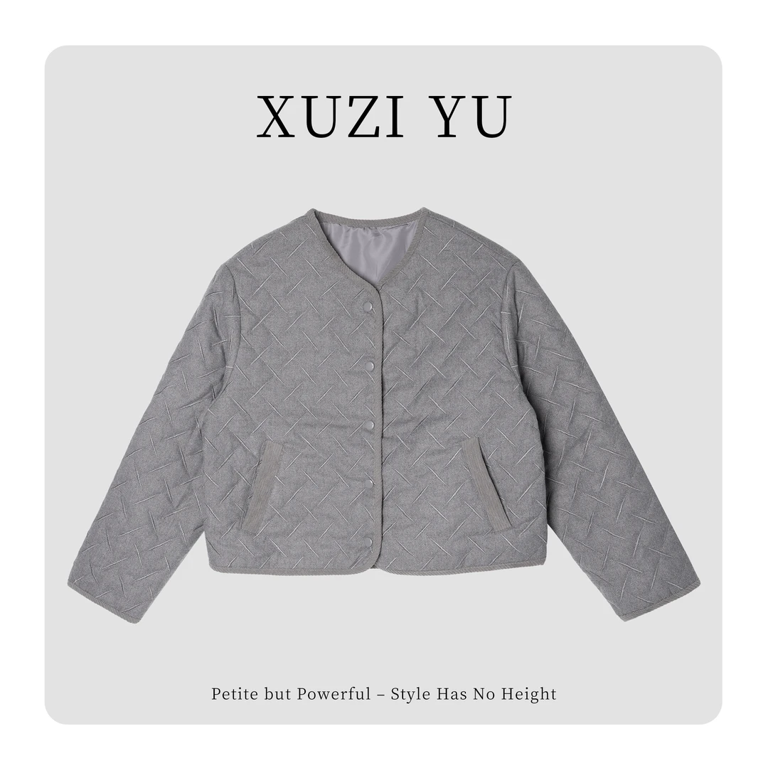 XUZI YU.小个子定制显瘦菱格棉衣女2025冬款气质短外套7745-W7620