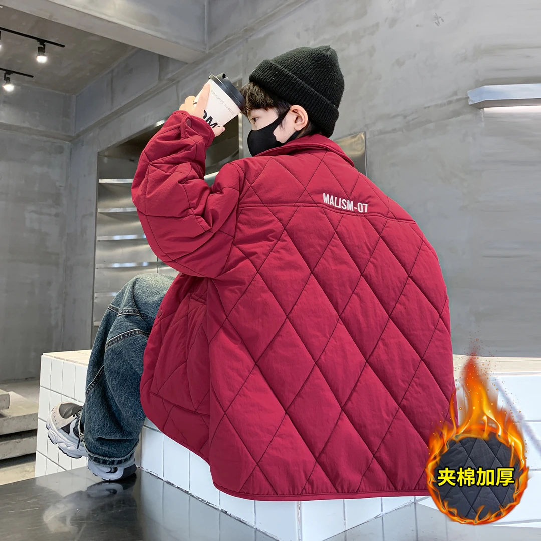 男童秋冬款夹棉棉衣2025新款儿童冬装加厚外套中大童保暖冬季潮酷