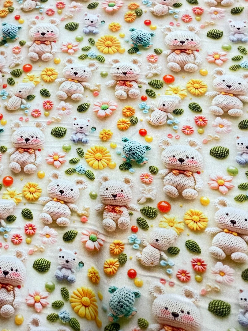 【卡通毛线熊】棉绸时装面料（不支持7天无理由）