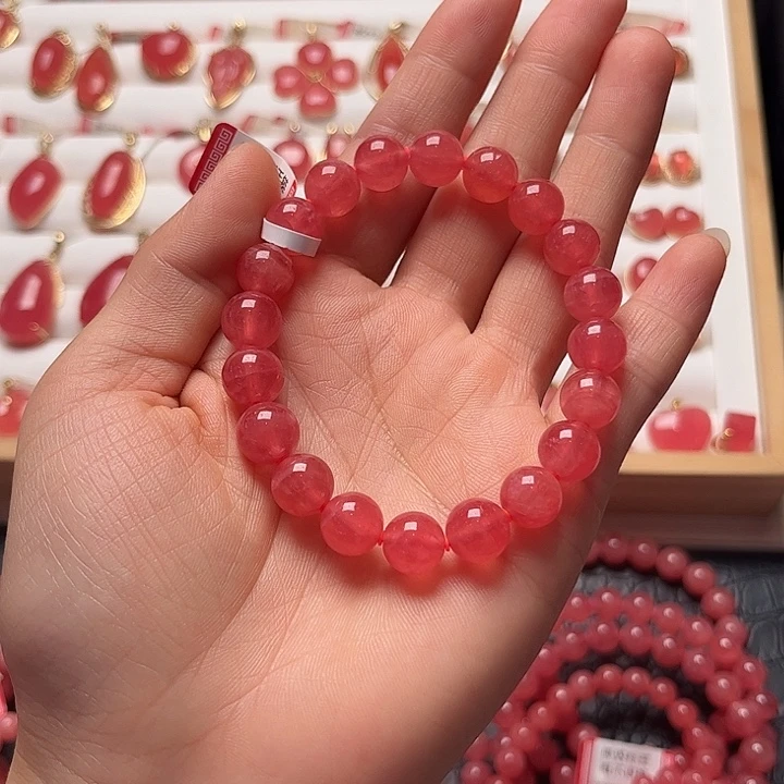 菱锰矿（红纹石）未镶嵌手绳