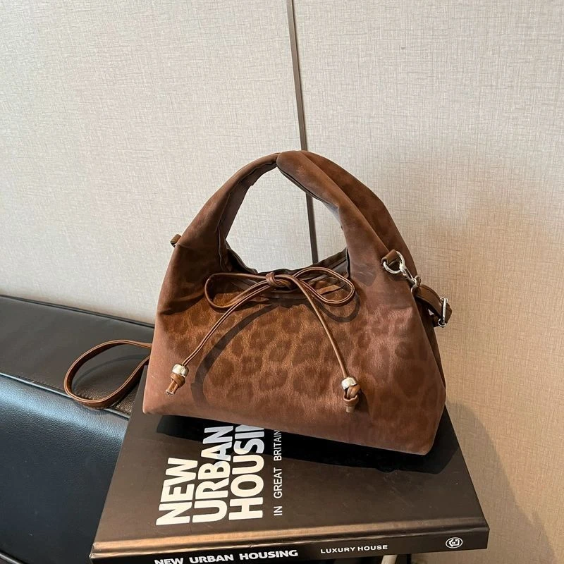 2025新款秋冬百搭复古托特包豹纹大容量单肩豹纹文艺风单肩托特包