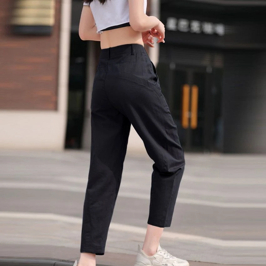 休闲裤女2025年夏季薄款透气高腰哈伦裤日系新款洋气百搭工装裤子