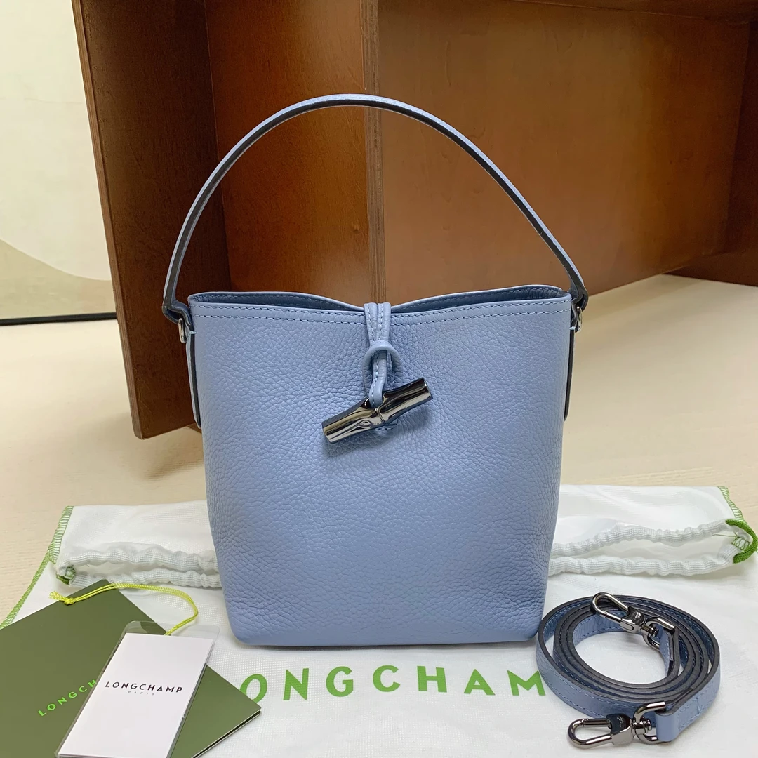 95新  【闲置】longchamp rose24新款桶包在售