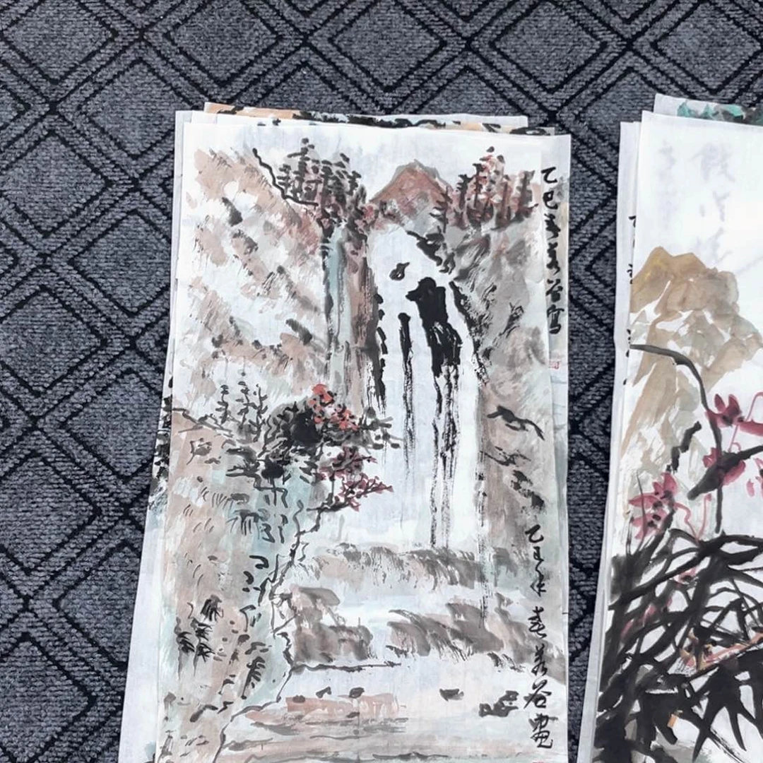 嶺***生国画老师山水四尺四开作品