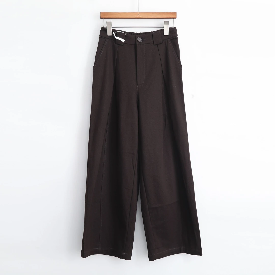 秋冬纯色休闲裤小个子微胖阔腿裤女装西装紧腰宽松F5363-F6