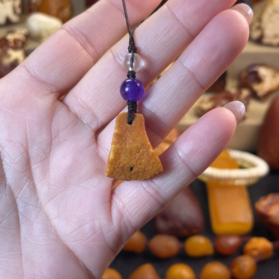 裸石琥珀未镶嵌天然蜜蜡白蜡挂件