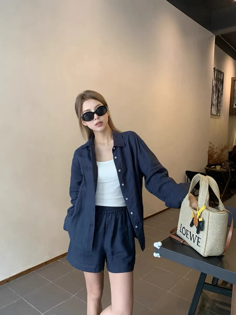 2025老钱风夏季松弛感慵懒套装宽松衬衫休闲套装
