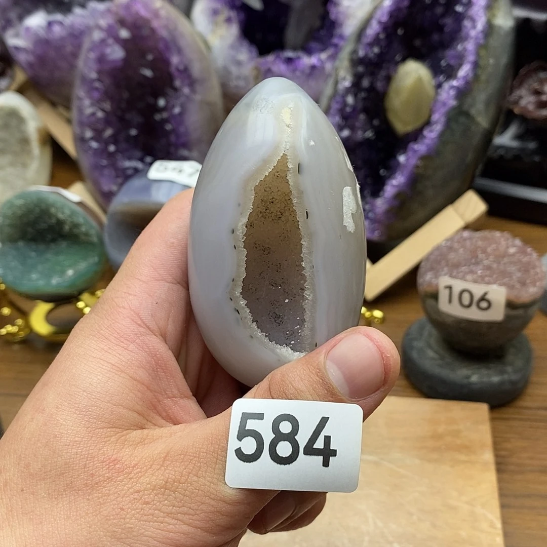 紫晶摆件未镶嵌全抛玛瑙龙蛋