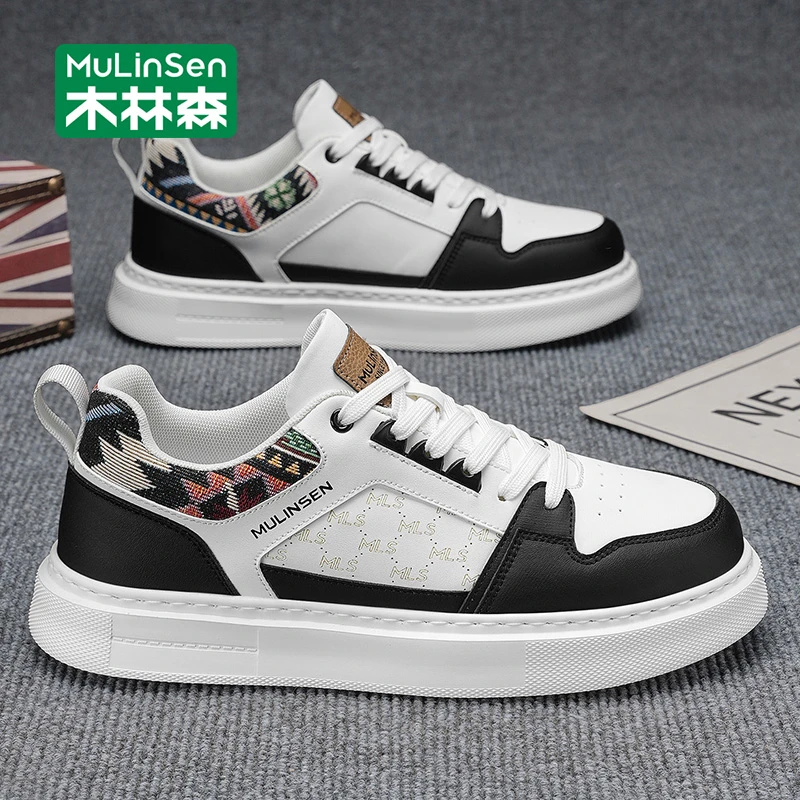 木林森小白鞋男款2025新款秋季透气厚底增高运动男士工作休闲板鞋