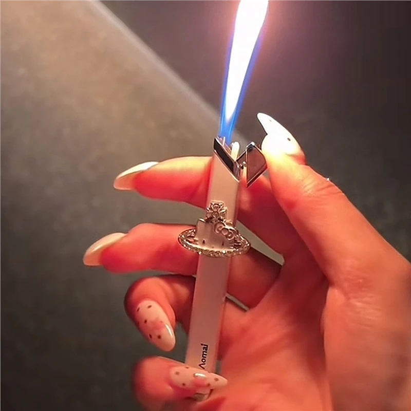 手作高颜值kitty土星金属小细条打火机ins男女送礼轻