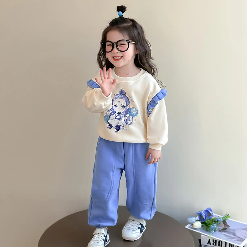 女童敖丙套装时髦2025春秋款洋气女宝宝哪吒卫衣两件套小女孩国潮