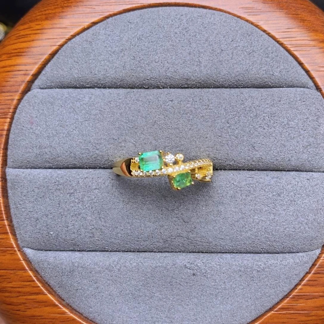 祖母绿戒指银S925镶嵌