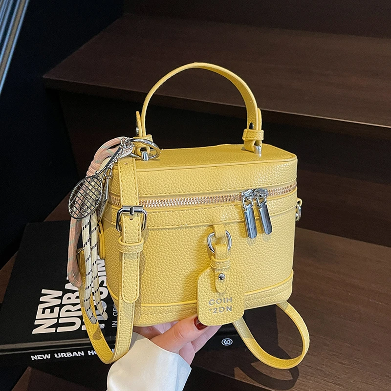 春夏季糖果色手提盒子包女2025新款时尚百搭单肩包洋气通勤斜挎包