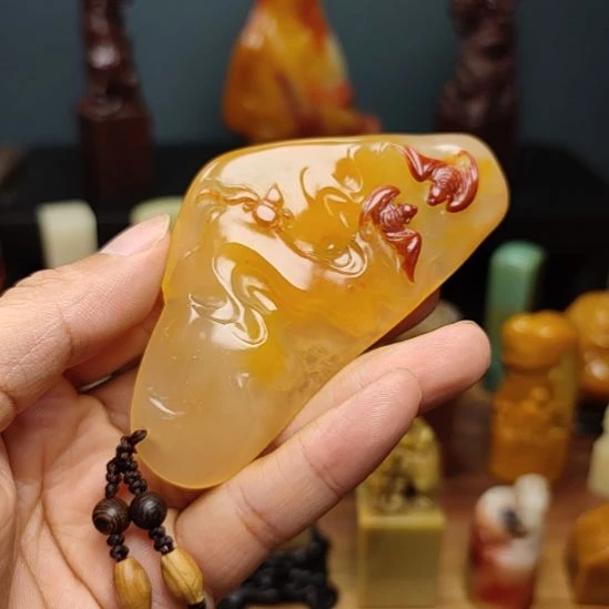 十***千寿山石手把件摆件摆
