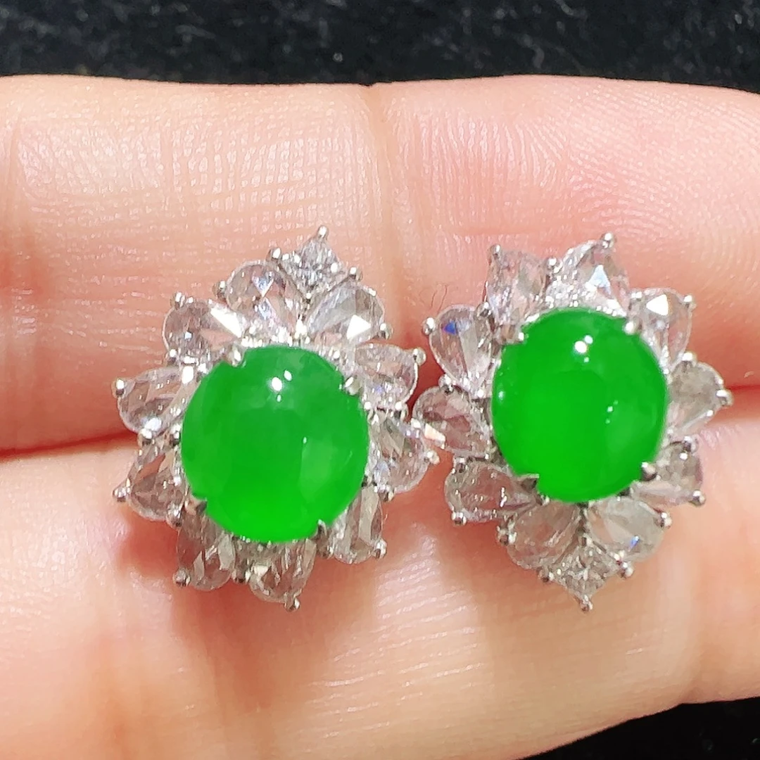 翡翠18K金镶嵌耳饰