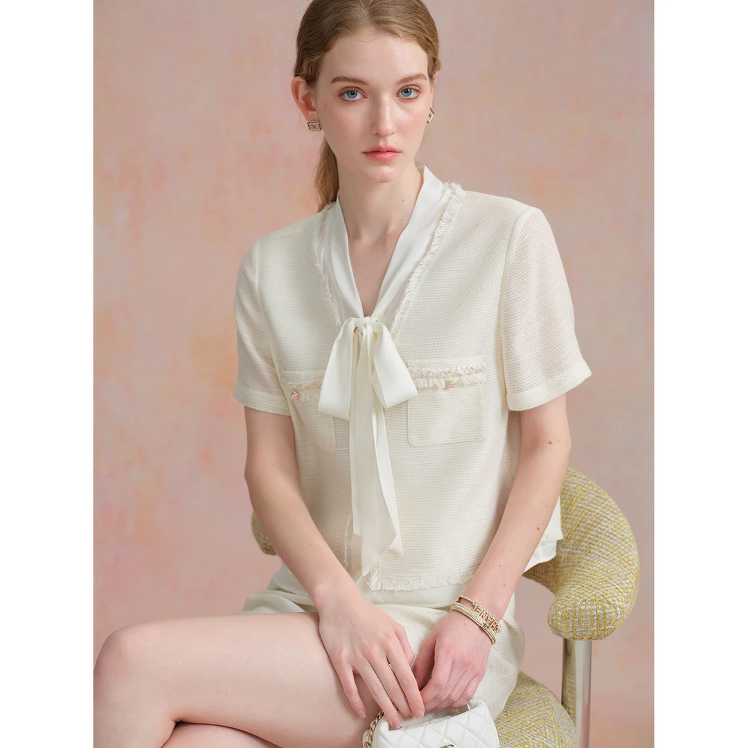 小岛微风 “千金套装”轻薄金银丝飘带小香套装KS050917/KZ050918