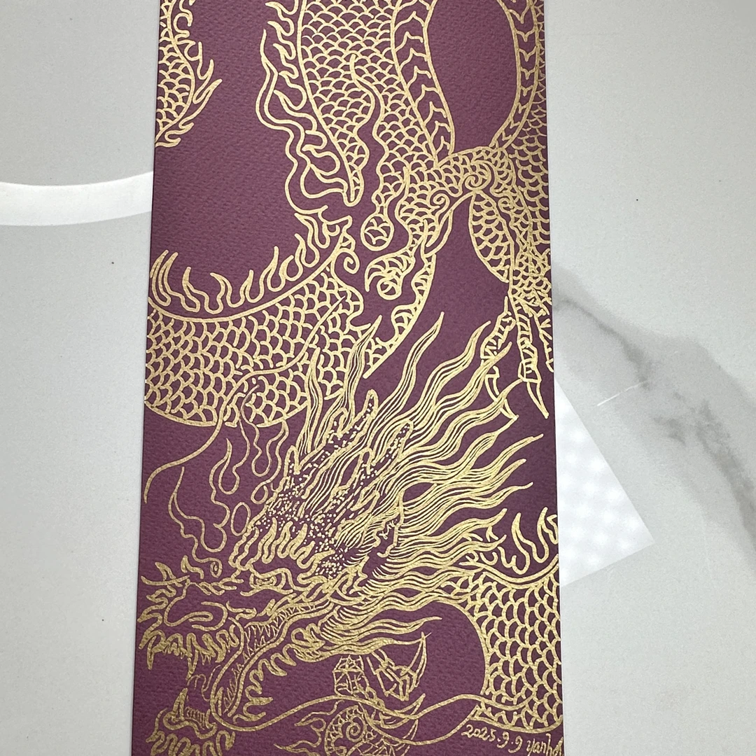 传统绘画.龙19.纸本丙烯，高32.5cm，宽12.5cm