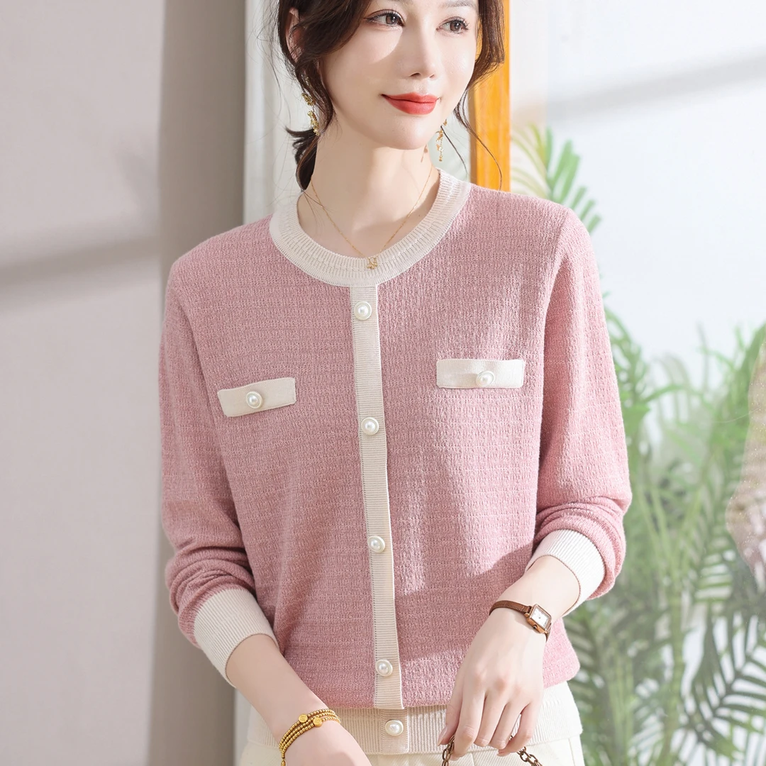 年轻妈妈秋装洋气小香风上衣中年女气质打底衫中老年春秋毛衣外穿