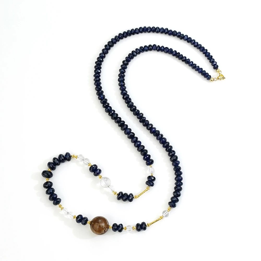 【月影】18K金罕见大颗粒爆闪天然蓝宝石项链（50公分）46522