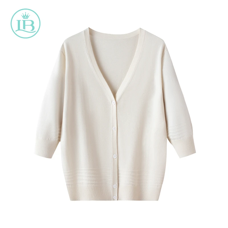 BR 618【康赛妮精纺丝羊绒】85丝15山羊绒半袖开衫