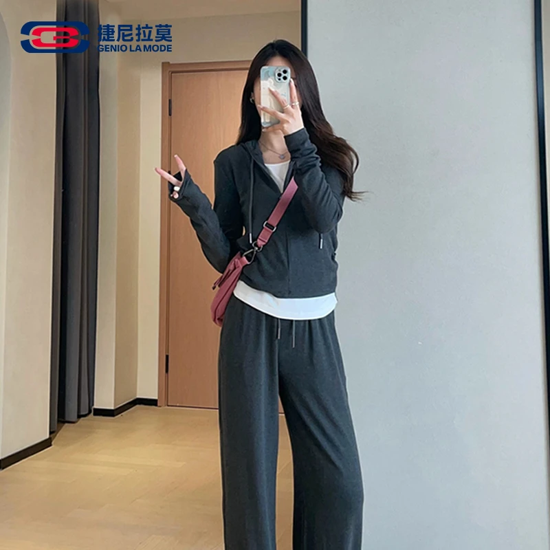 GENIOLAMODE卫衣女秋冬款休闲正肩长袖女装上衣时尚外套开衫女士