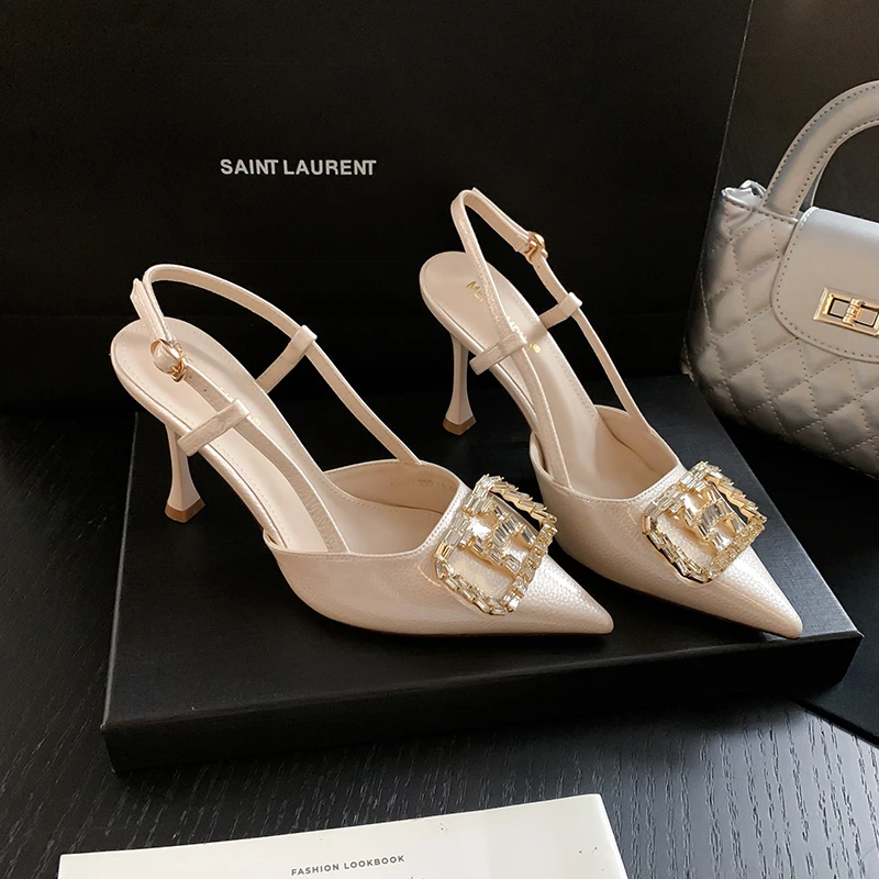 凉鞋女款2025新款爆款高跟性感时尚时装凉鞋尖头水钻法式仙女风