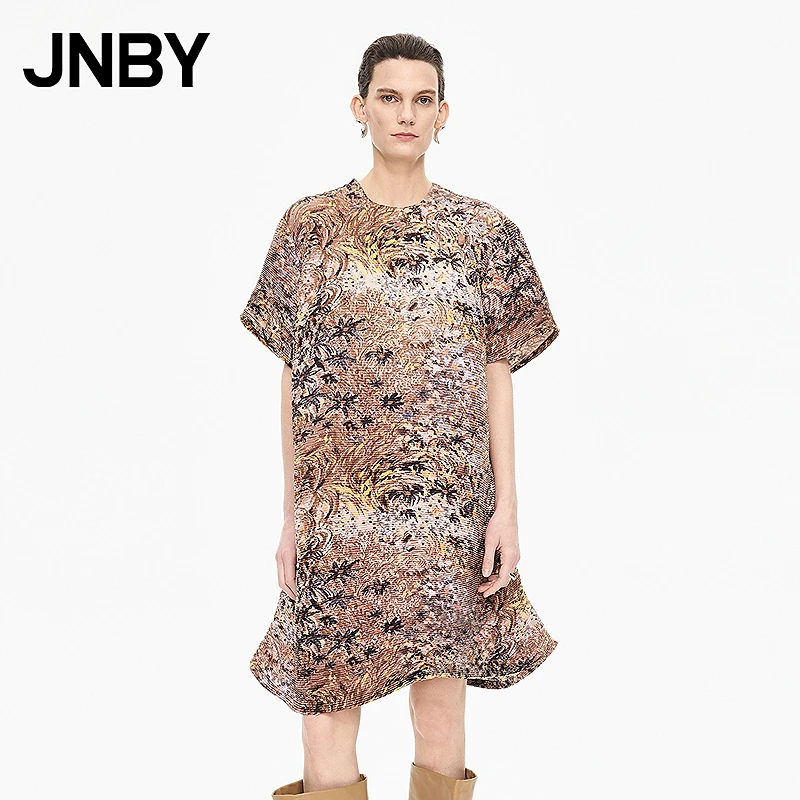 【商场同款】JNBY/江南布衣25秋新品连衣裙女弹性牙签褶5P7G11720