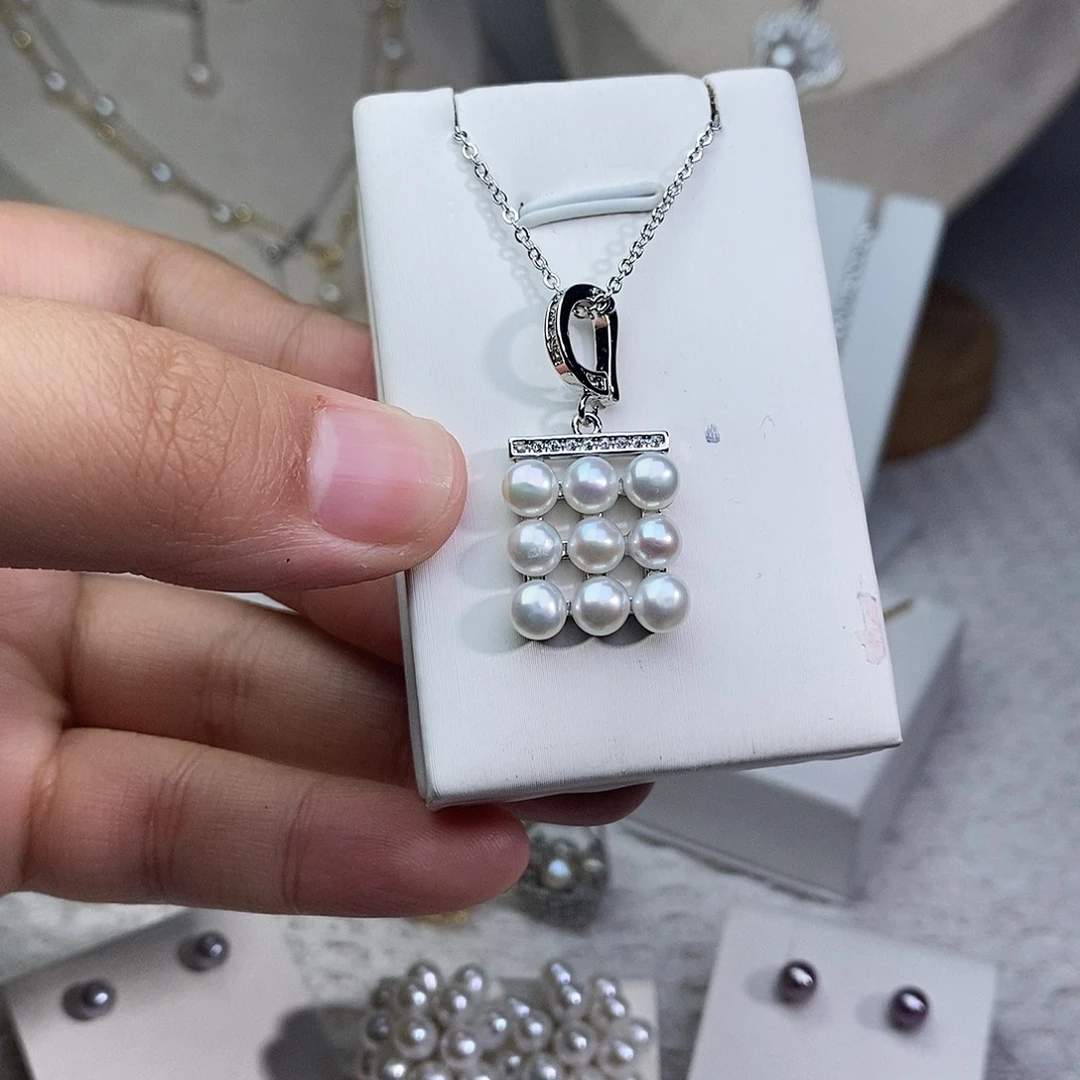 银S925镶嵌淡水珍珠耳饰