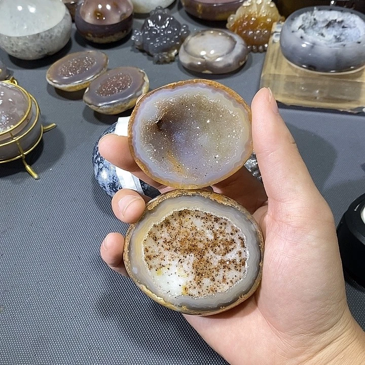 水晶未镶嵌摆件雪景金沙盆