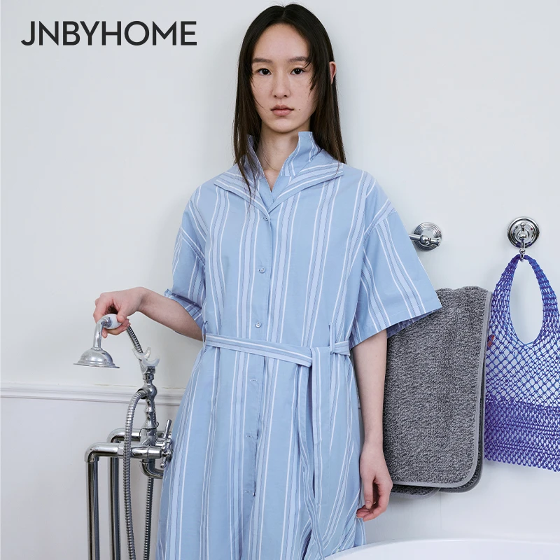 JNBYHOME江南布衣春夏新款条纹睡裙睡衣连衣裙可外穿家居服女