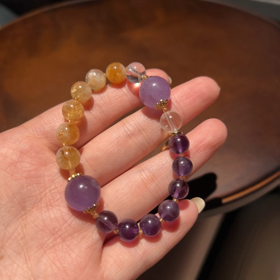 【紫定多金】黄塔晶黄水晶+紫水晶手链