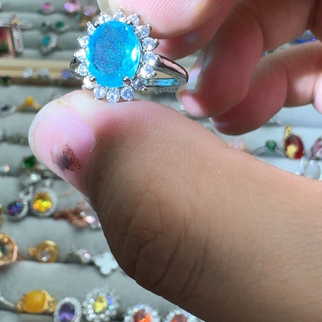 托帕石戒指银S925镶嵌