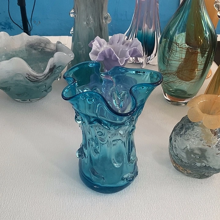 蓝色琉璃摆件家居花瓶