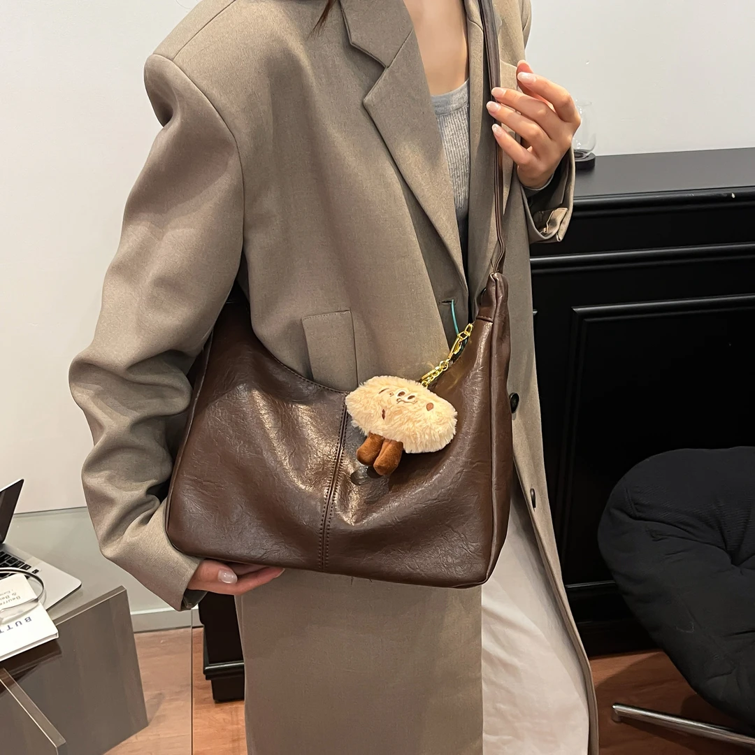 单肩包上班时尚百搭托特包复古风布包防盗通勤防刮斜挎包休闲学生