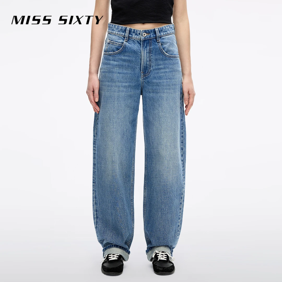 【进口牛仔面料】Miss Sixty2025秋季新款牛仔裤女弯刀裤萝卜裤