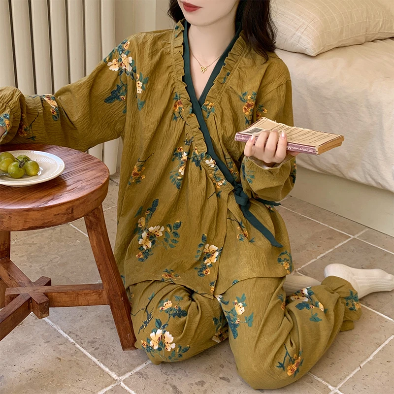 睡衣女款爆款2025新款舒适春秋季甜美风可外穿大码长袖家居服套装