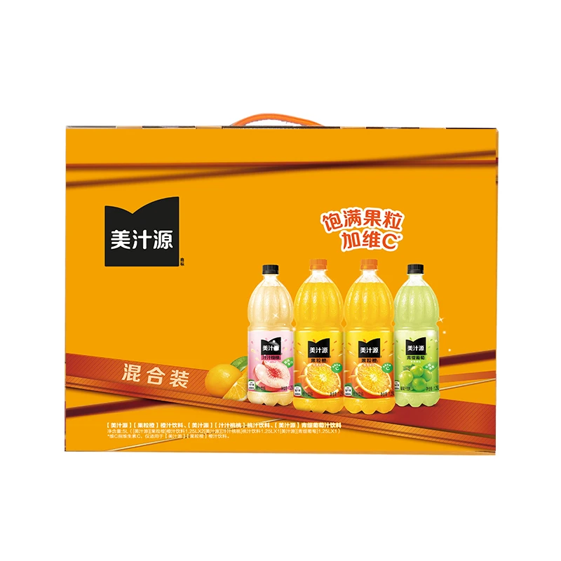 【礼盒】美汁源果粒橙1.25L混合4瓶汁汁桃桃青缇葡萄果汁饮料