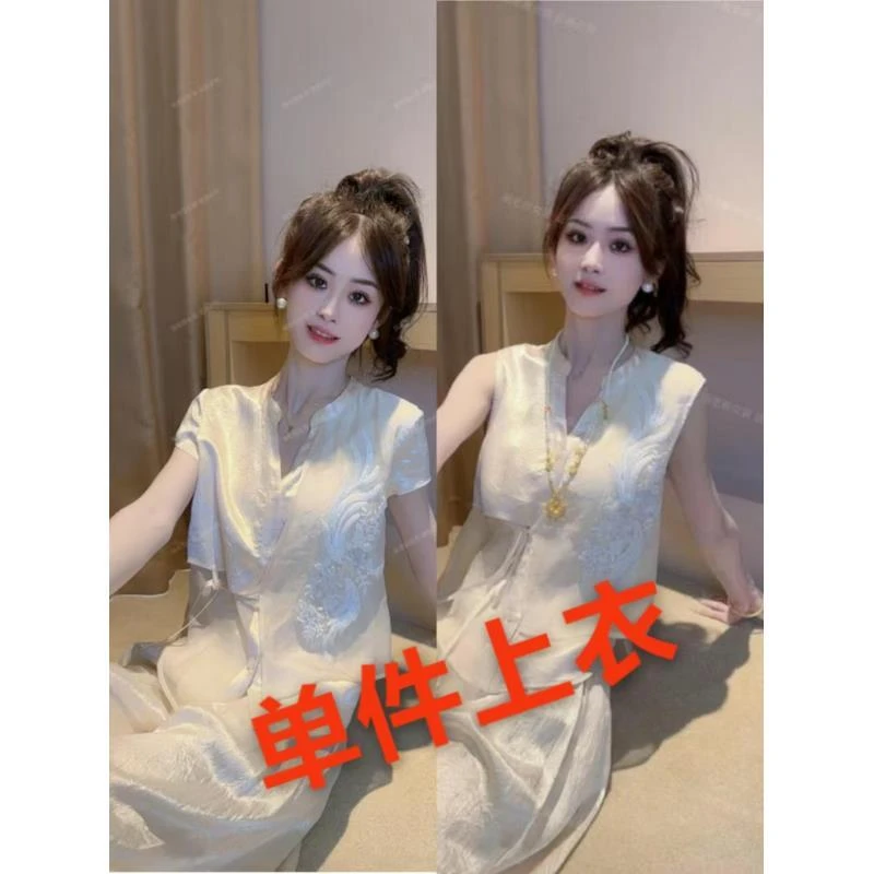 Ban【凤羽】2025夏季设计款中国风女装国潮风高端女装无袖T恤